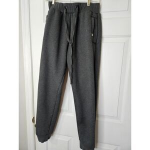 High Waist Sherpa Lined Jogger Pants Gray Size Medium